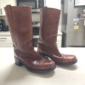 Vintage Dingo Acme Campus Leather Boots Men 9.5D Brown Western 7205 Made in USA